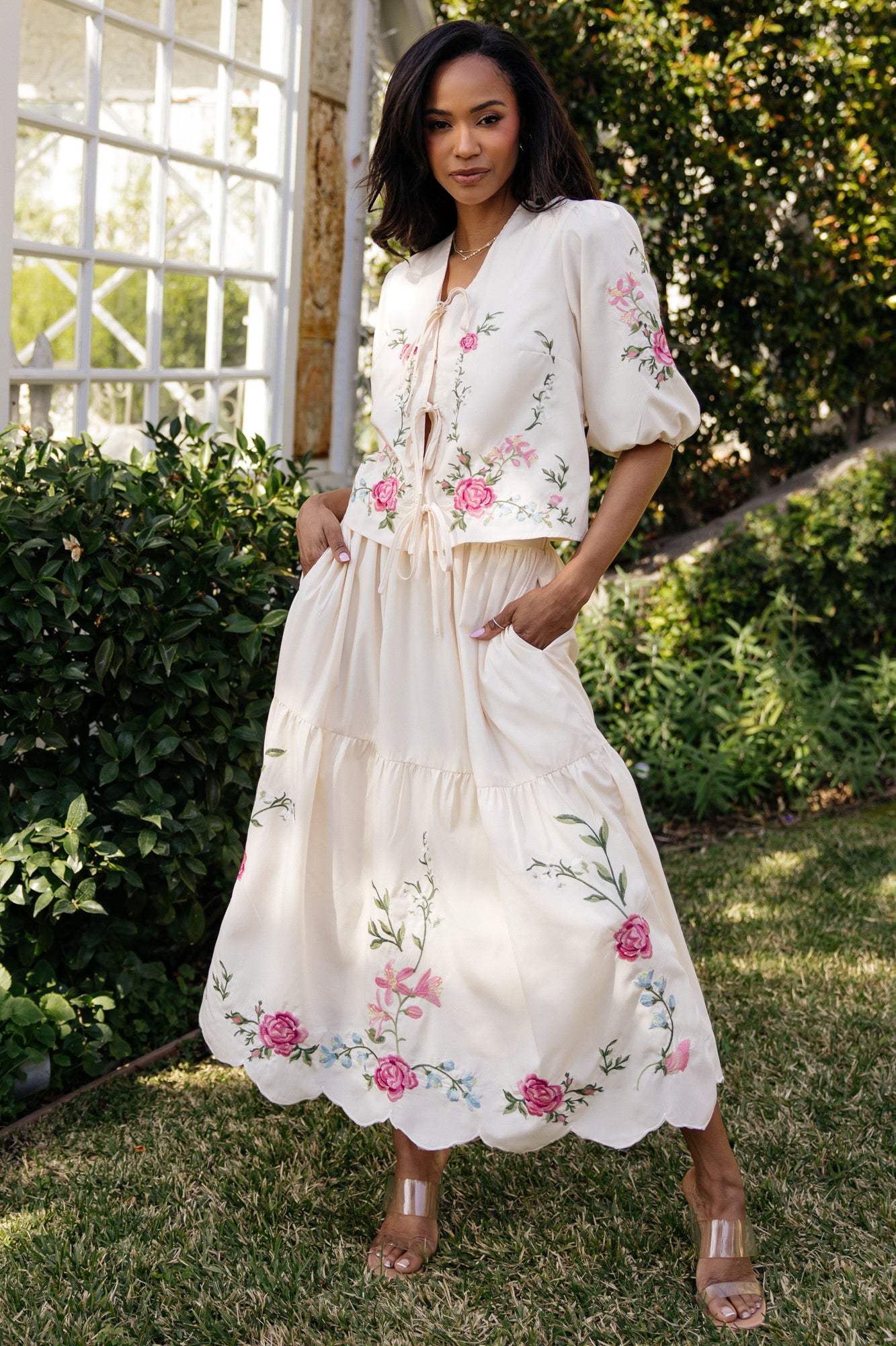 Josephine Top + Skirt Set | Cream Floral - Image 2