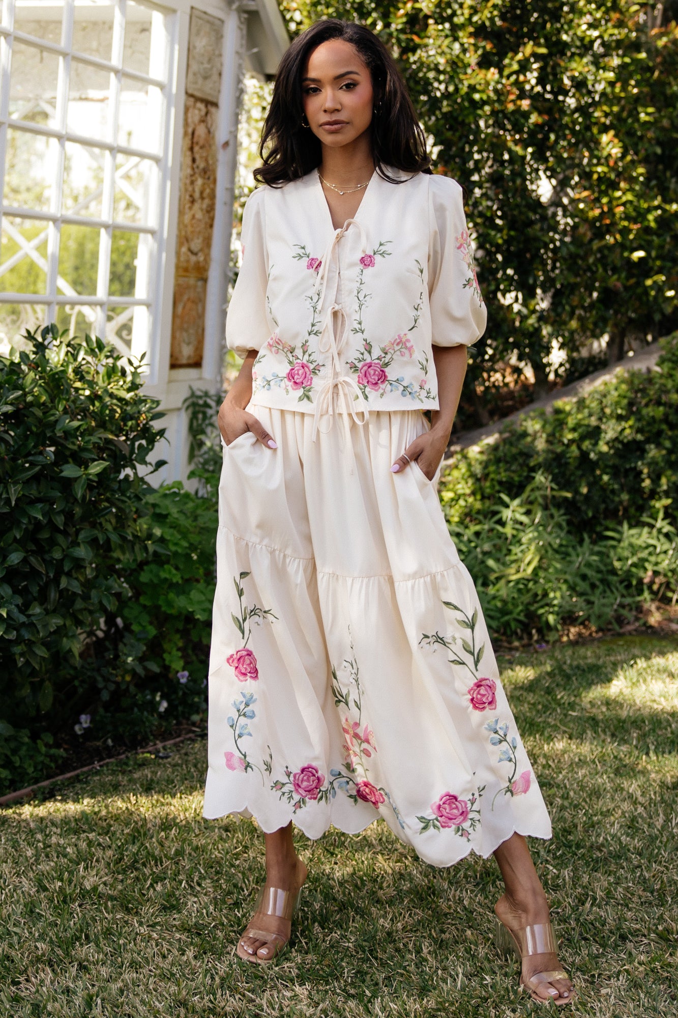 Josephine Top + Skirt Set | Cream Floral - Image 5