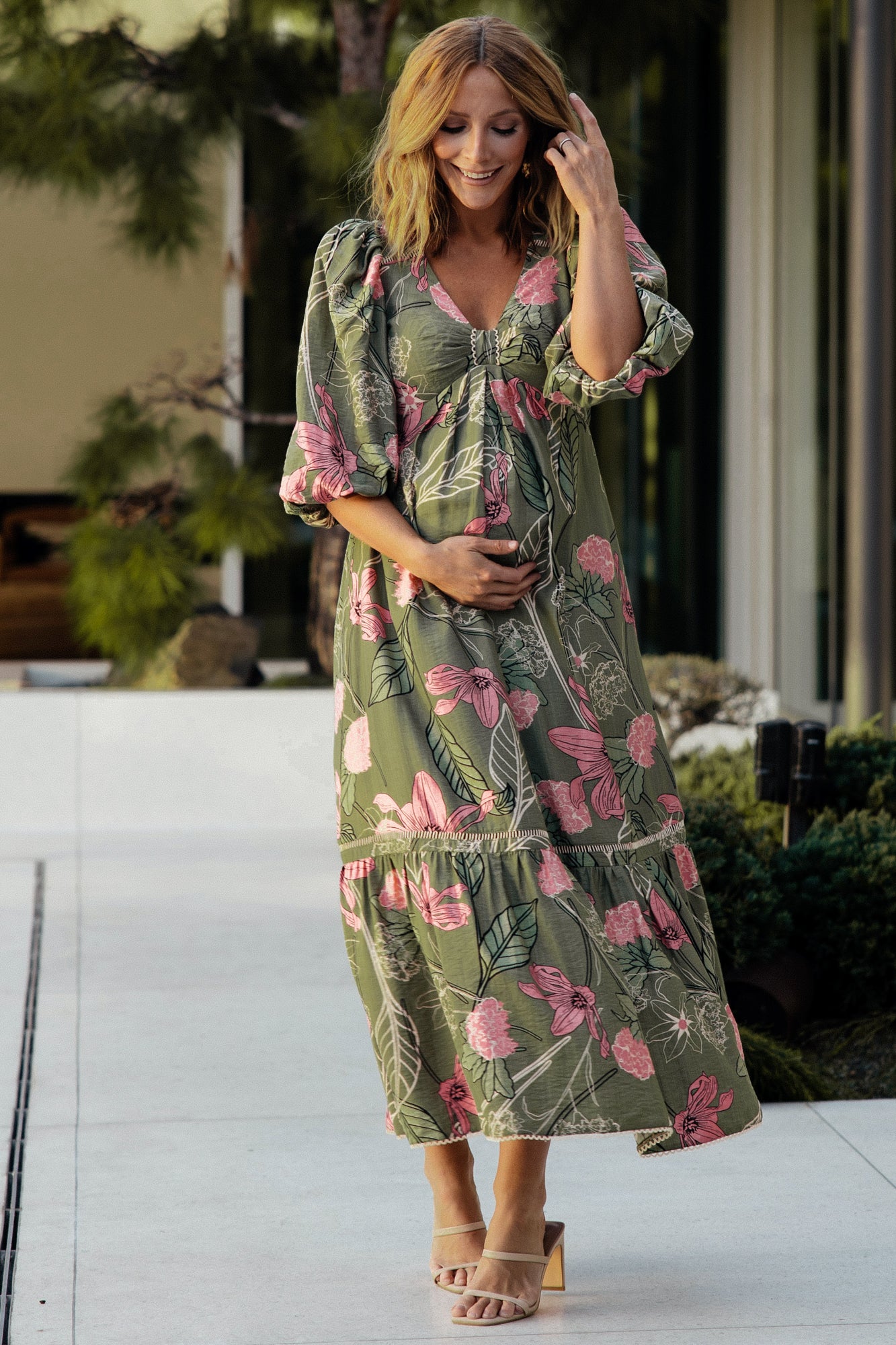 Lonna Dress | Olive + Fuschia Floral - Image 5