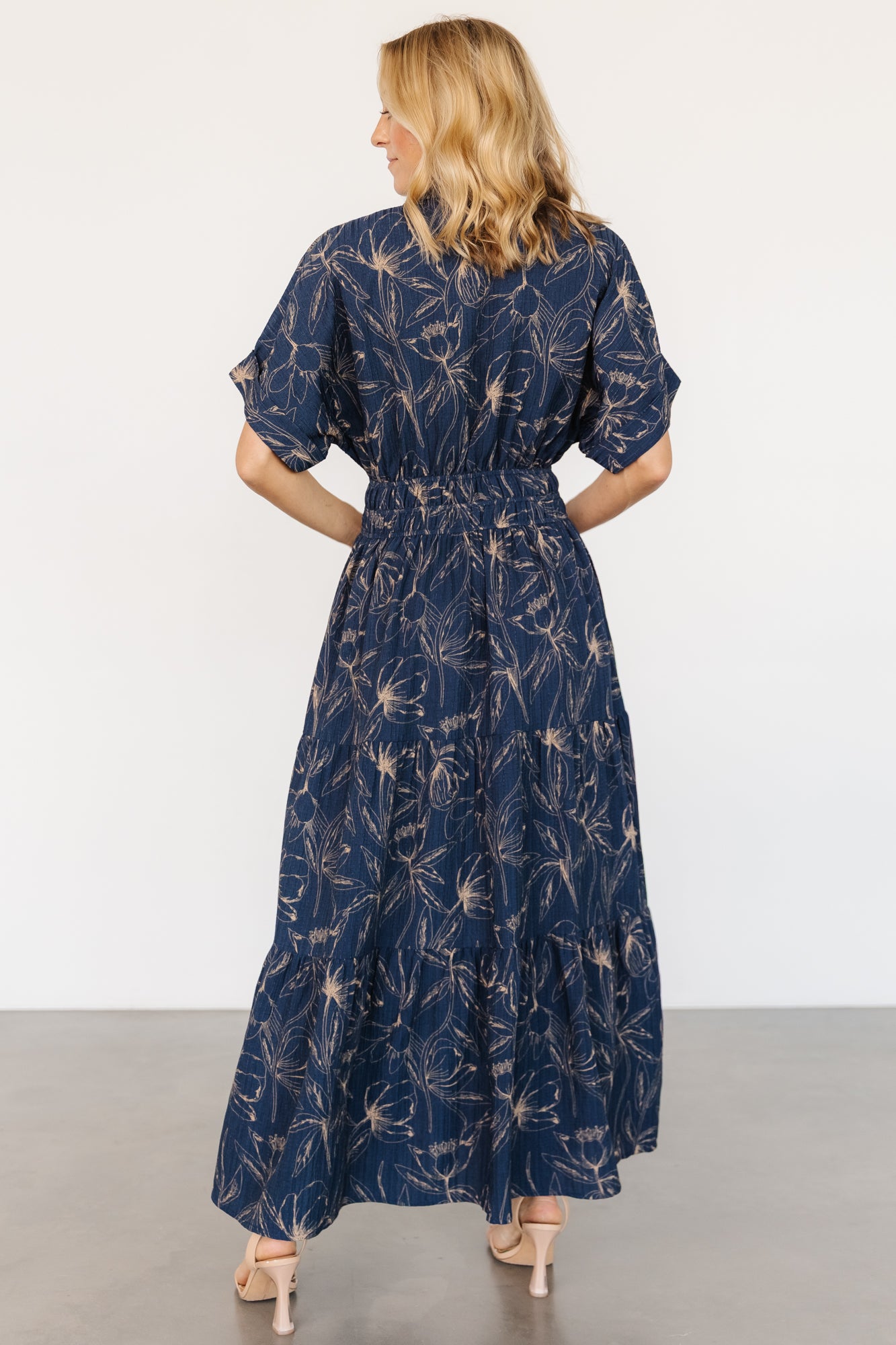 Hedda Tiered Maxi Dress | Deep Blue + Natural Floral - Image 4
