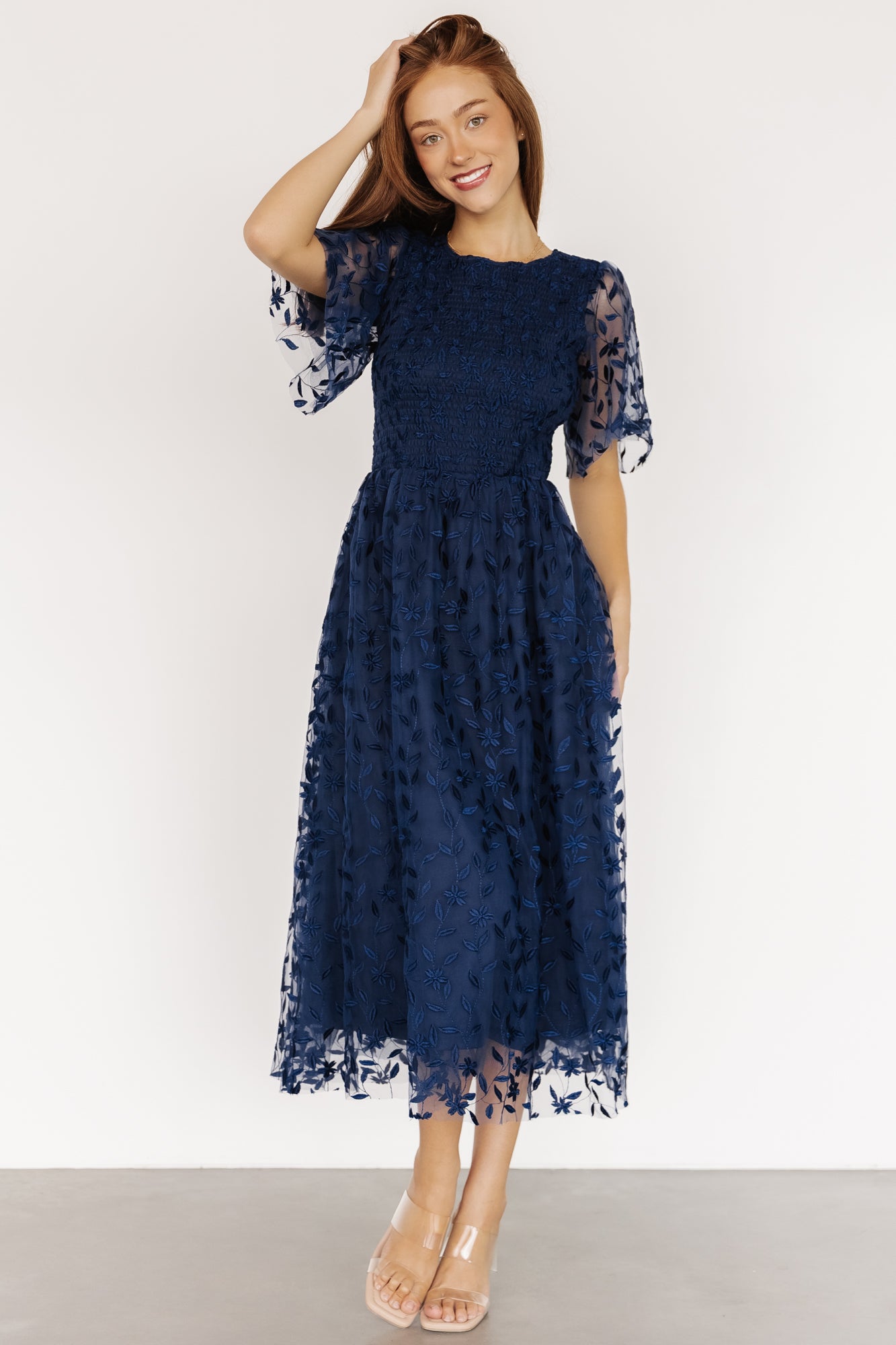 Kendra Embroidered Dress | Navy - Image 3