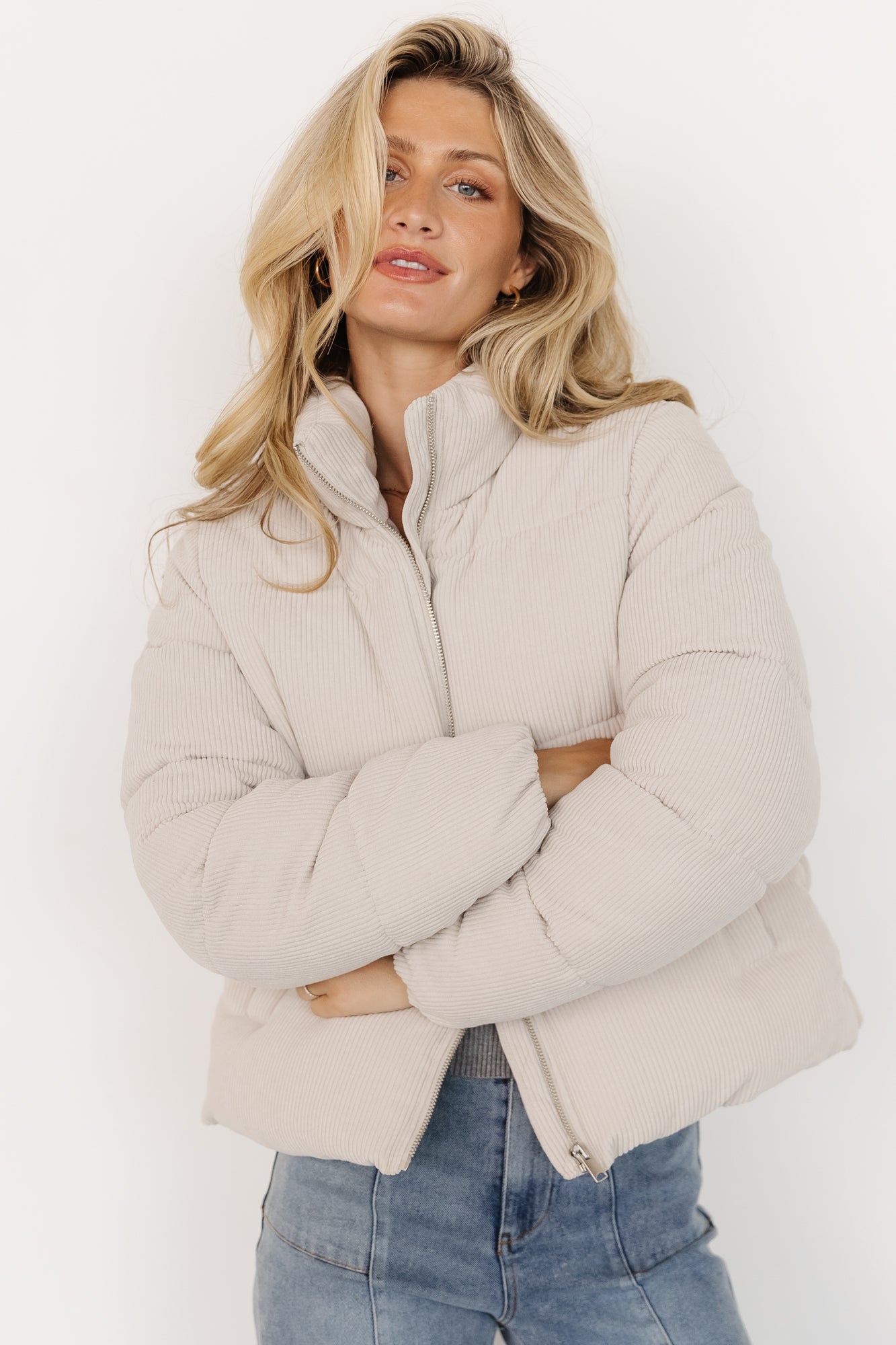 Holden Corduroy Puffer Jacket | Light Greige - Image 3