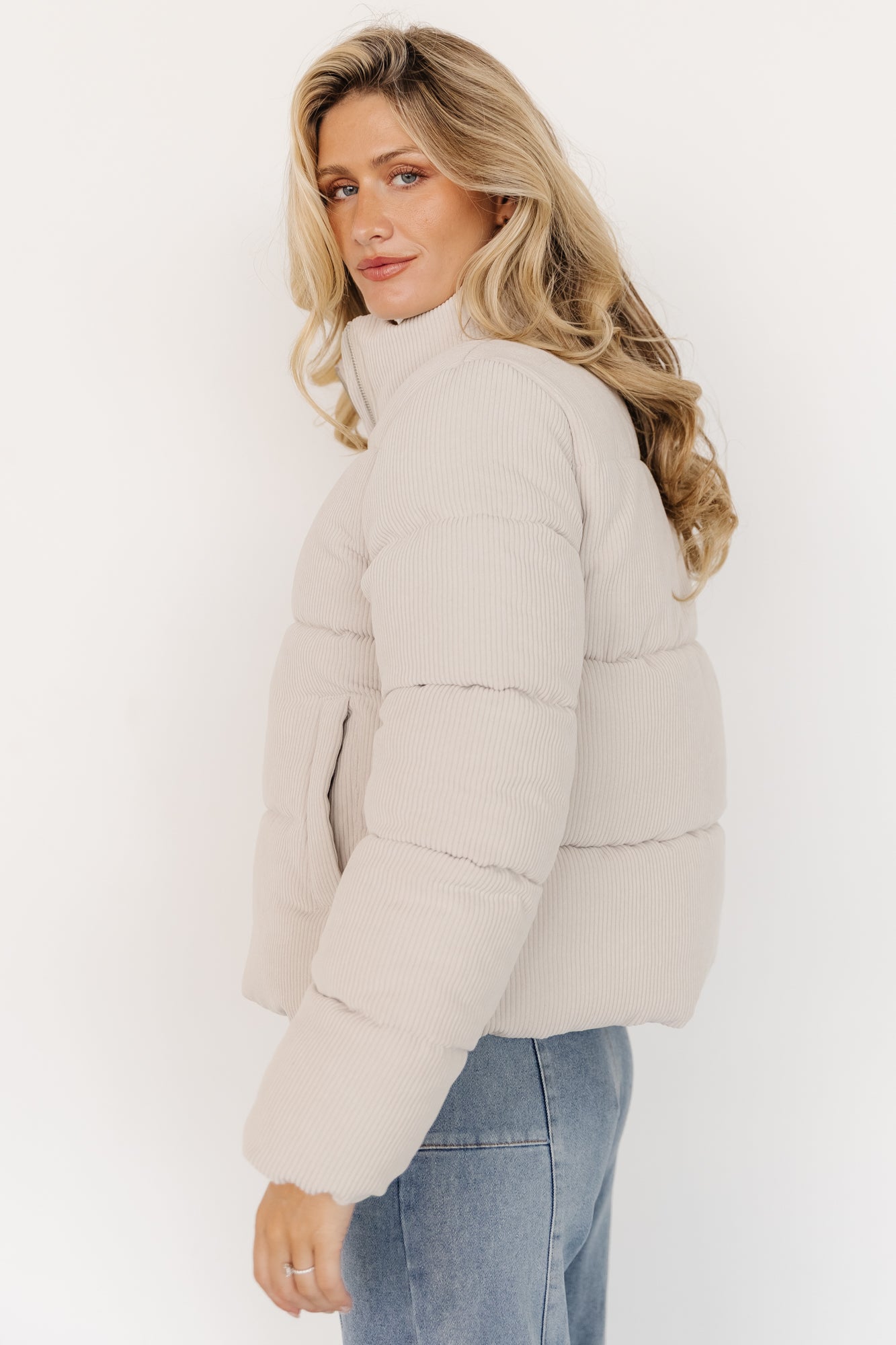 Holden Corduroy Puffer Jacket | Light Greige - Image 2