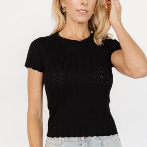 Penny Pointelle Top | Black