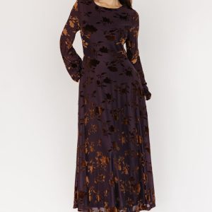 Thora Velvet Dress | Deep Plum + Bronze