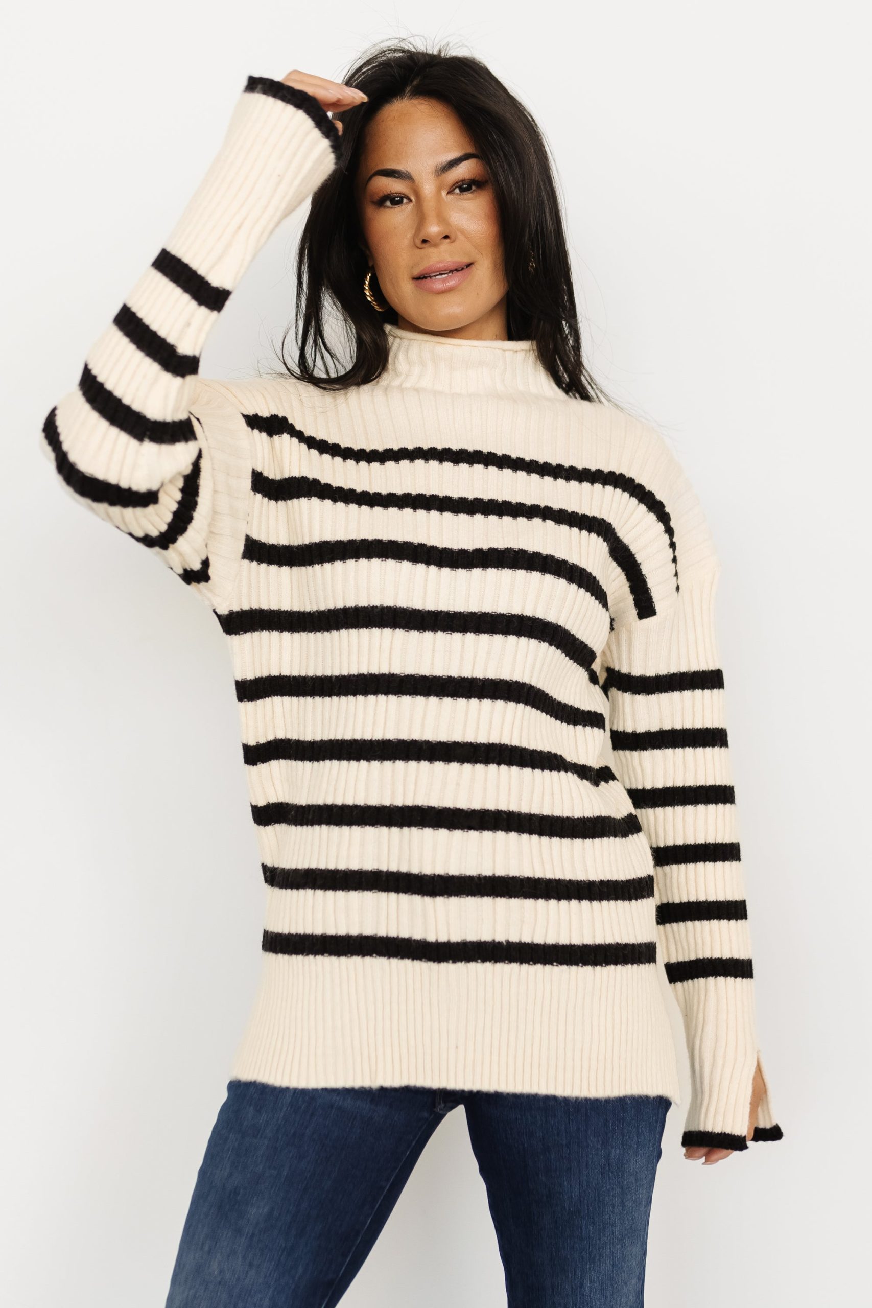 Landell Striped Sweater | Ivory + Black - Image 2