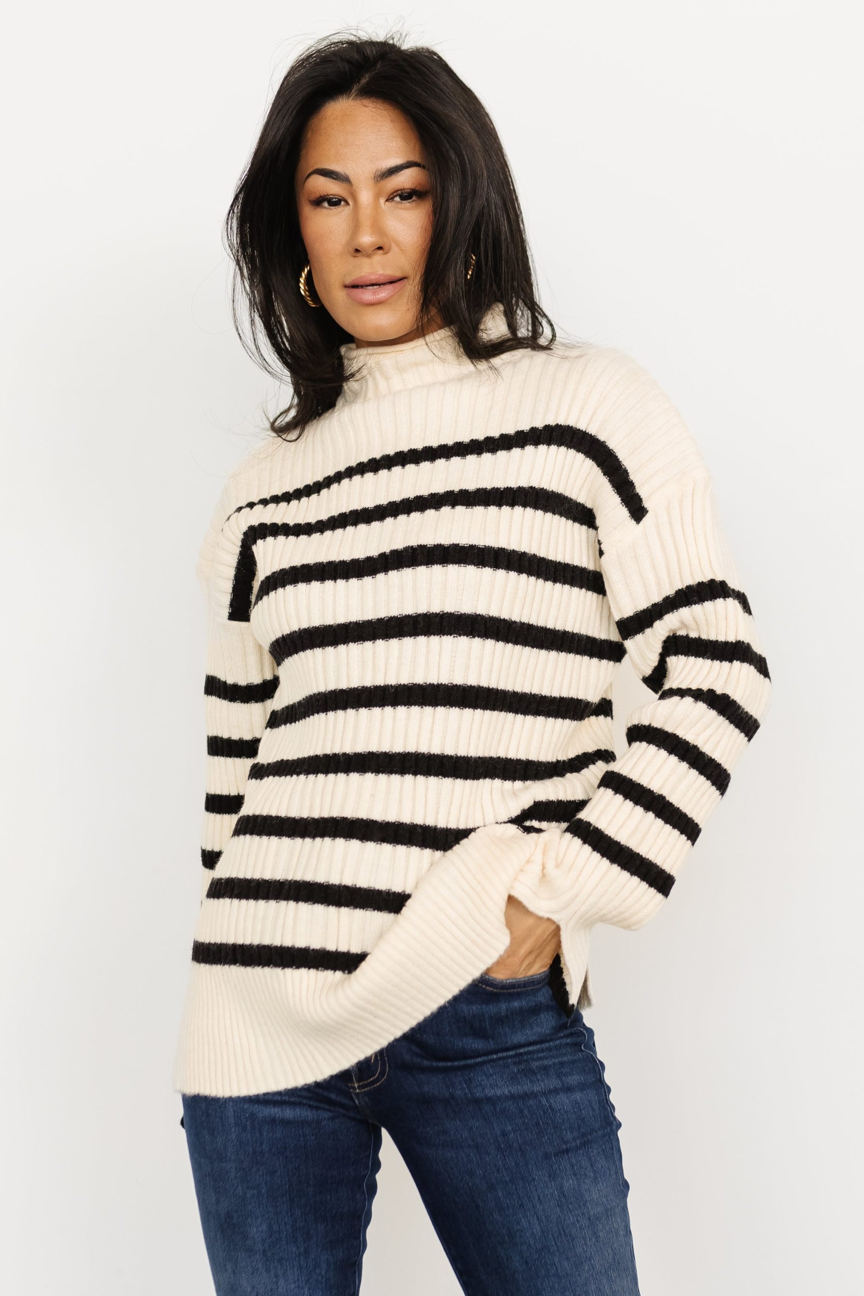Landell Striped Sweater | Ivory + Black - Image 9