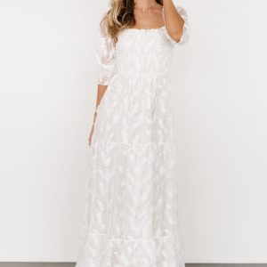 Paloma Smocked Feather Maxi Dress | Off White