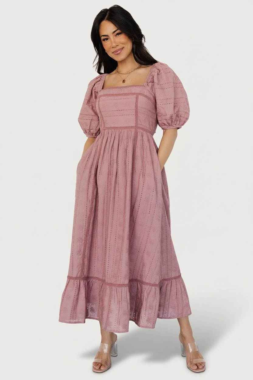 Delaney Eyelet Dress | Dusty Mauve