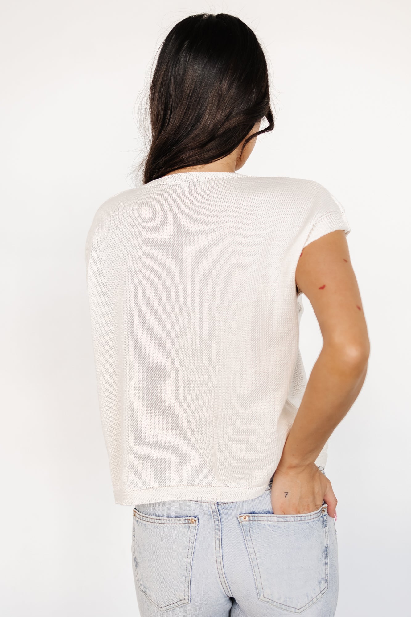 Lexie Knit Top | Cream + Cherry Applique - Image 4