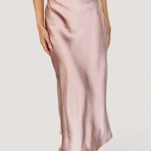 Celeste Satin Midi Skirt | Blush