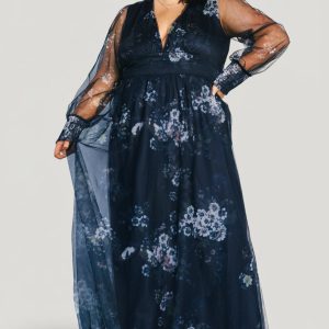 Layla Tulle Maxi Dress | Navy Multi