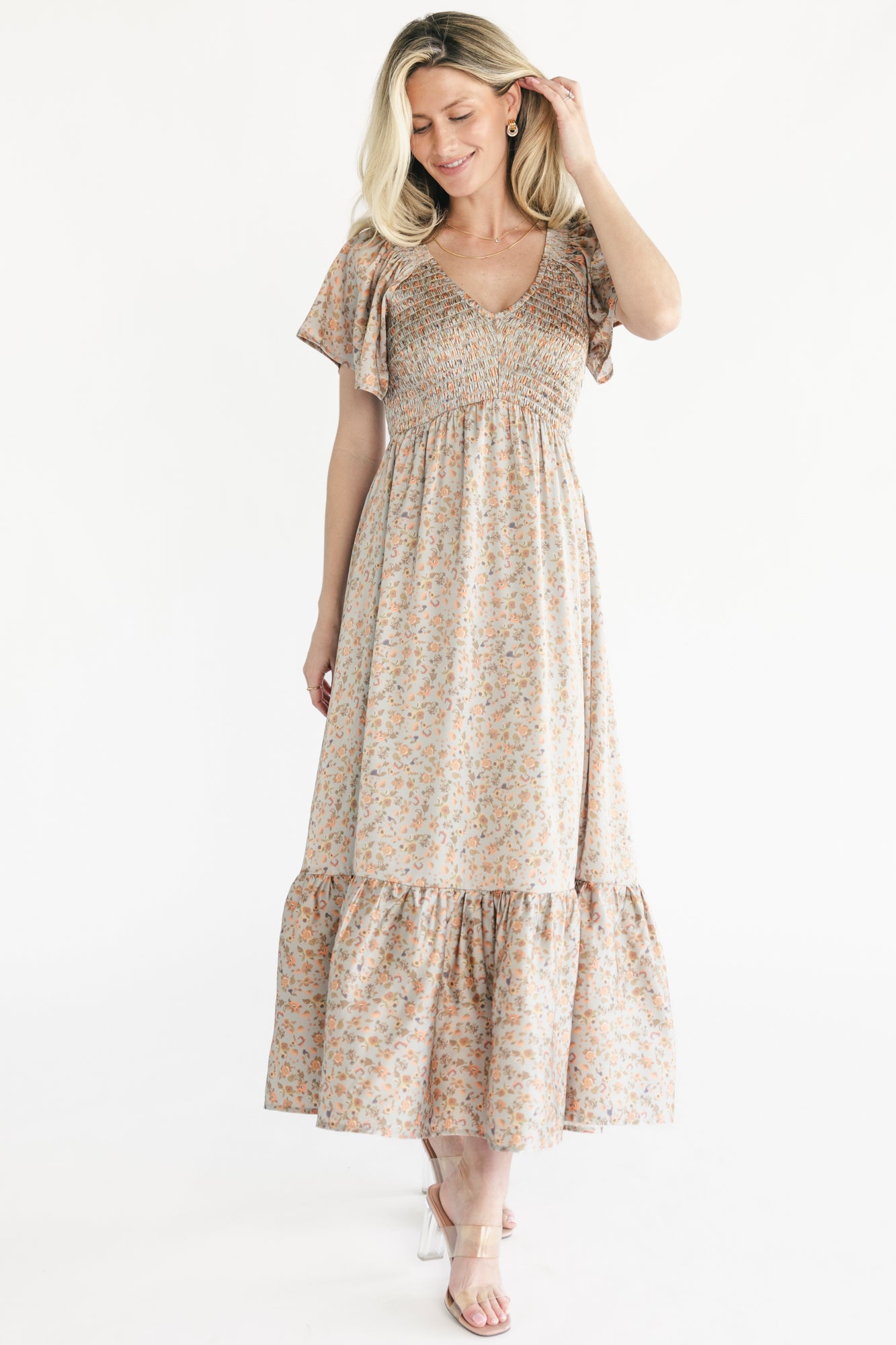 Rosie Smocked Dress | Sage Floral - Image 5