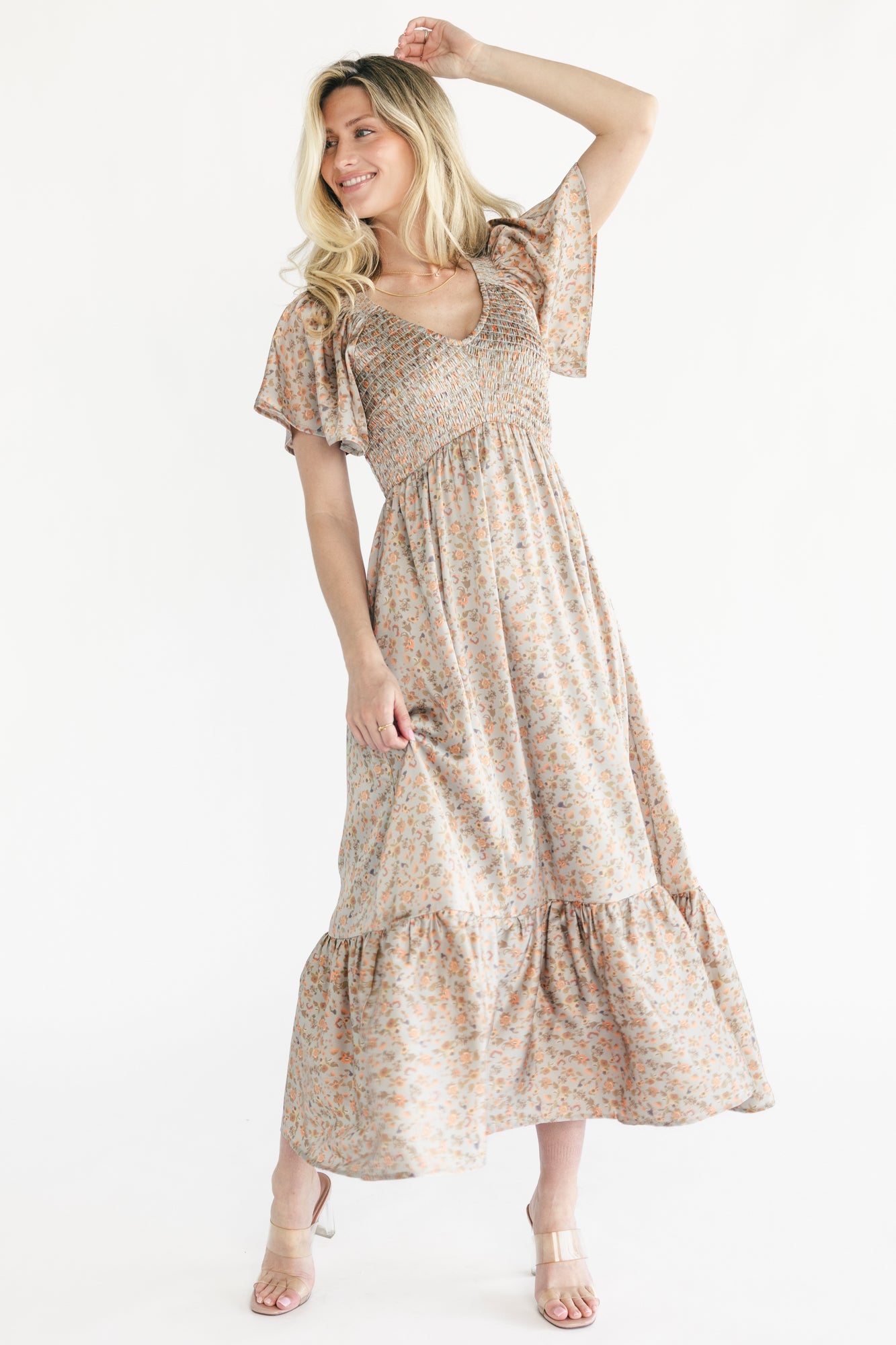 Rosie Smocked Dress | Sage Floral - Image 6