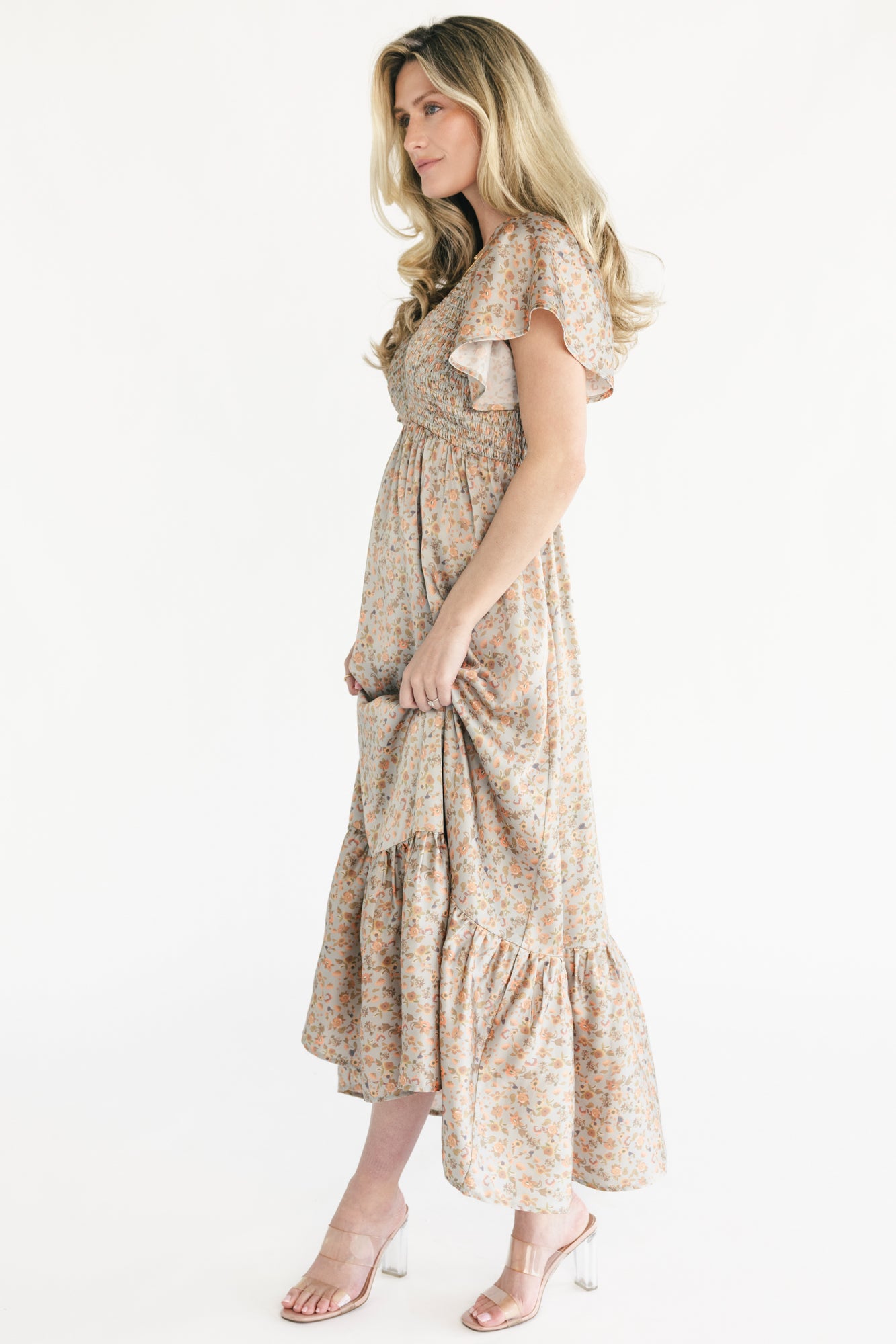 Rosie Smocked Dress | Sage Floral - Image 3
