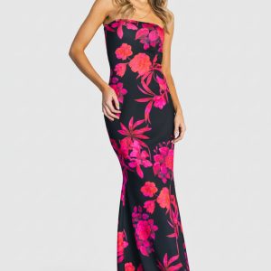 Alicante Maxi Dress | Black + Pink