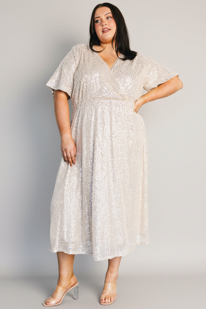 Mayfair Sequin Midi Dress | Champagne - Image 2