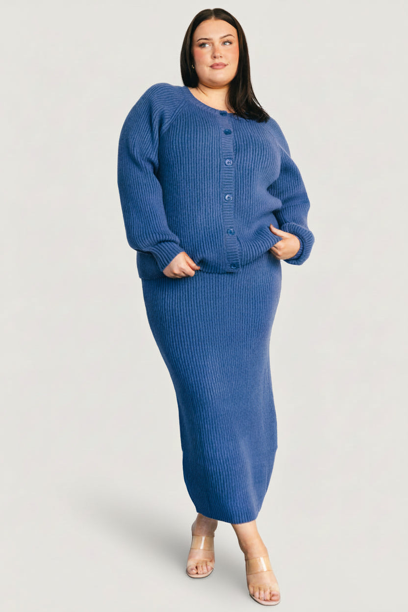 Blair Rib Knit Skirt | Blue - Image 2