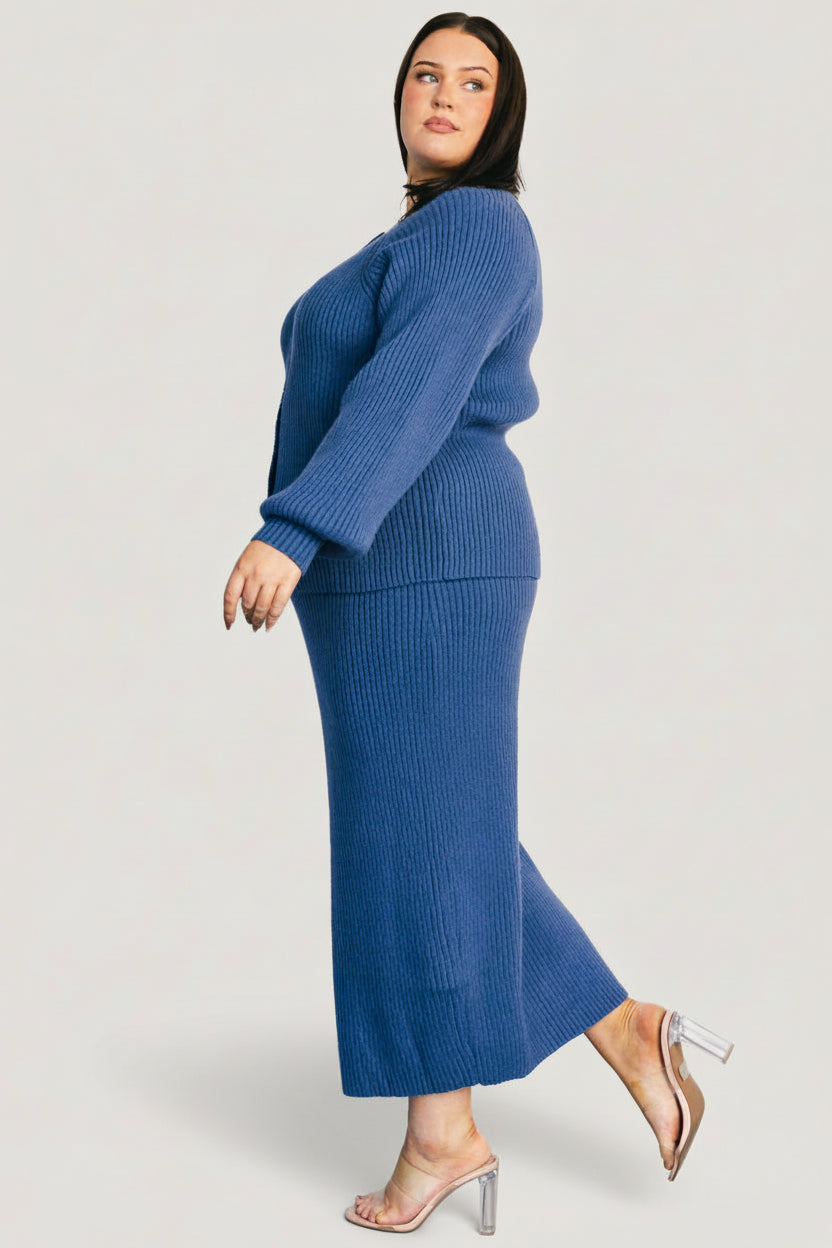 Blair Rib Knit Cardigan | Blue - Image 7