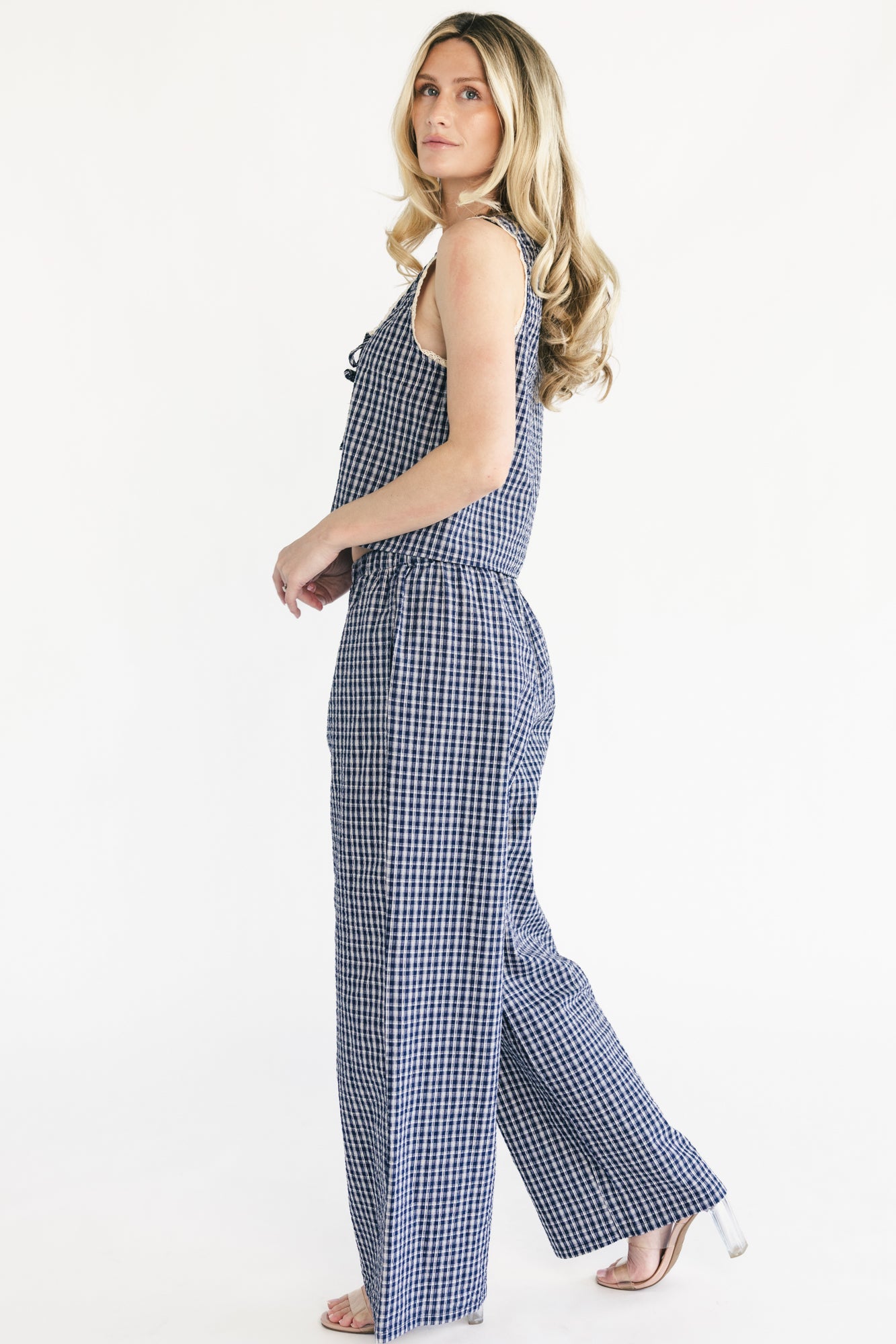 Minnie Tank + Pants Set | Navy Gingham - Image 5