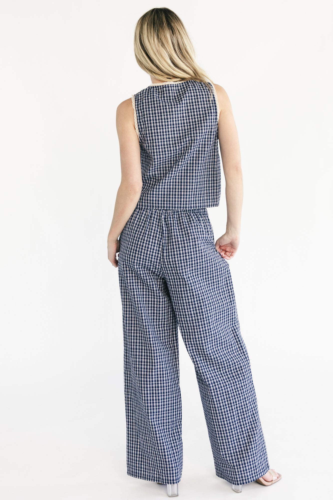 Minnie Tank + Pants Set | Navy Gingham - Image 3