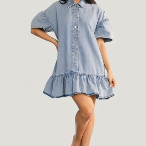 Laguna Short Dress | Light Wash
