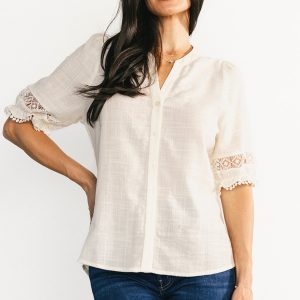 Alba Button Up Top | Ivory