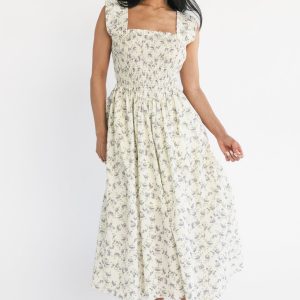 Fawn Midi Dress | Cream + Lavender Floral