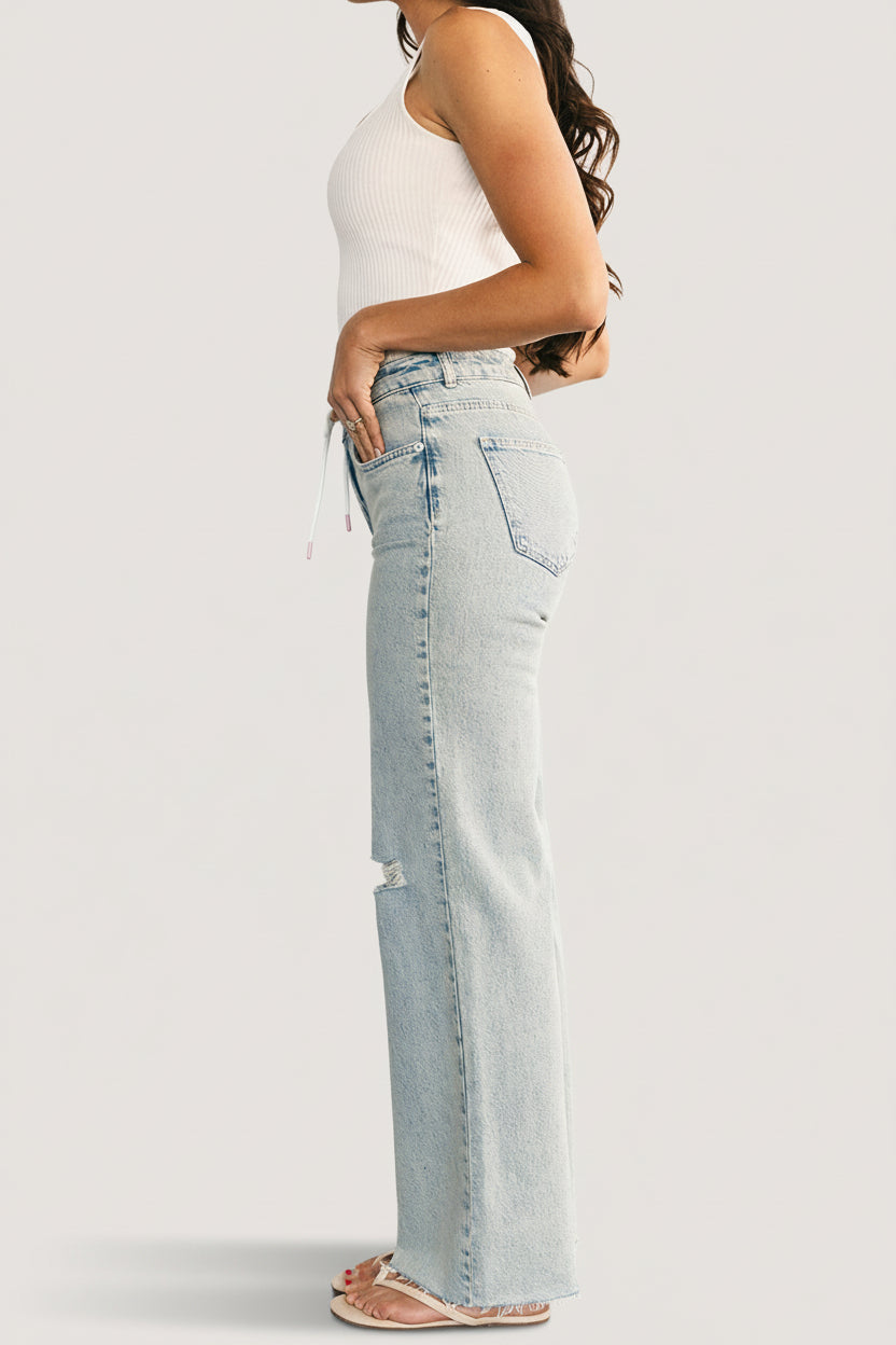 Ronda Mid Rise Ripped Jeans | Light Wash - Image 5