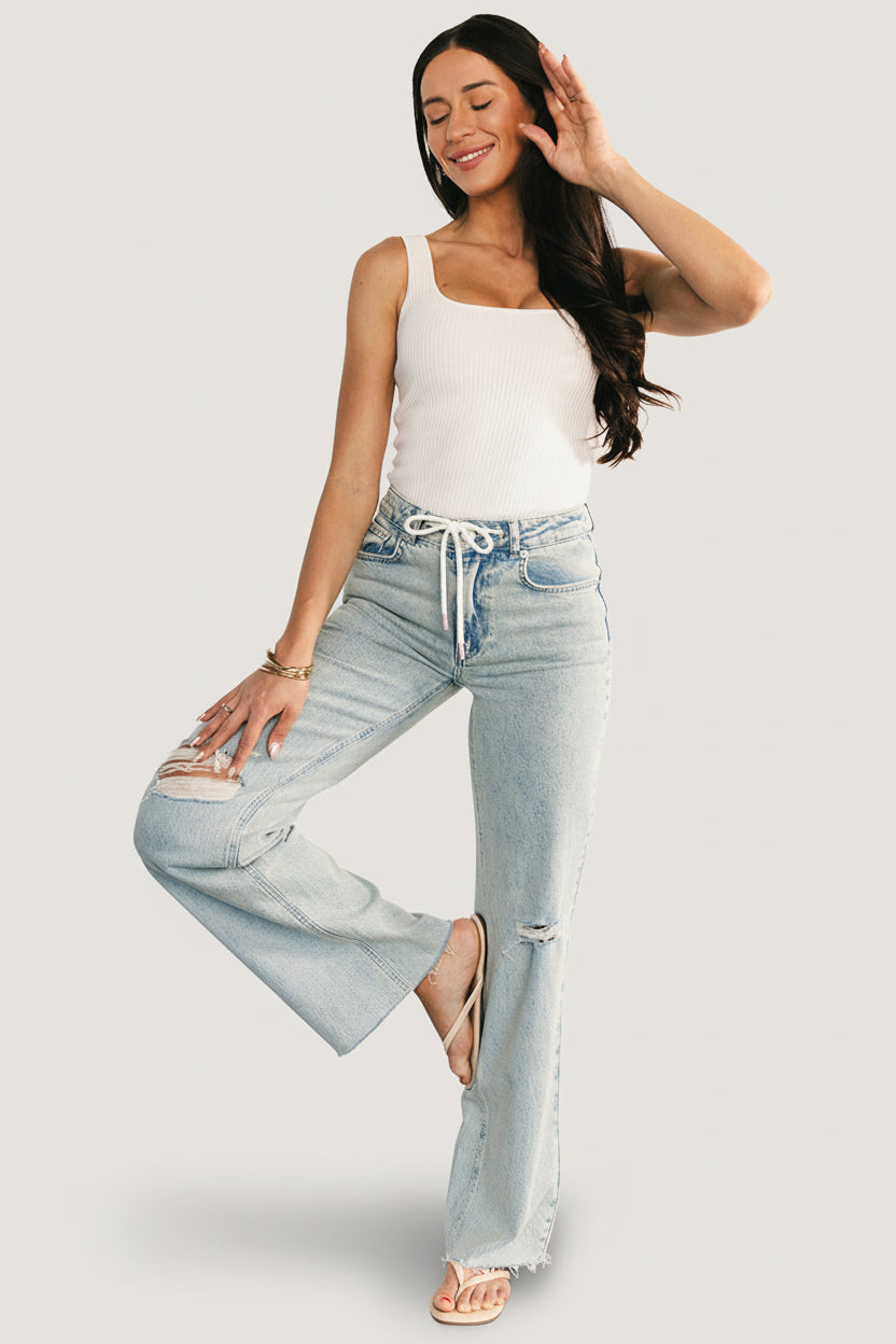Ronda Mid Rise Ripped Jeans | Light Wash - Image 7