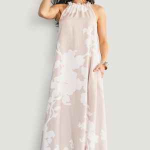 Aurelia Column Maxi Dress | Natural + White
