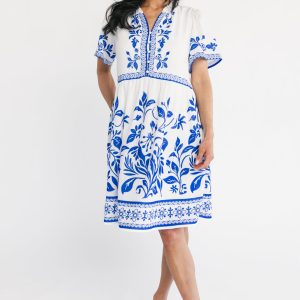 Palomina Short Dress | Cobalt Print