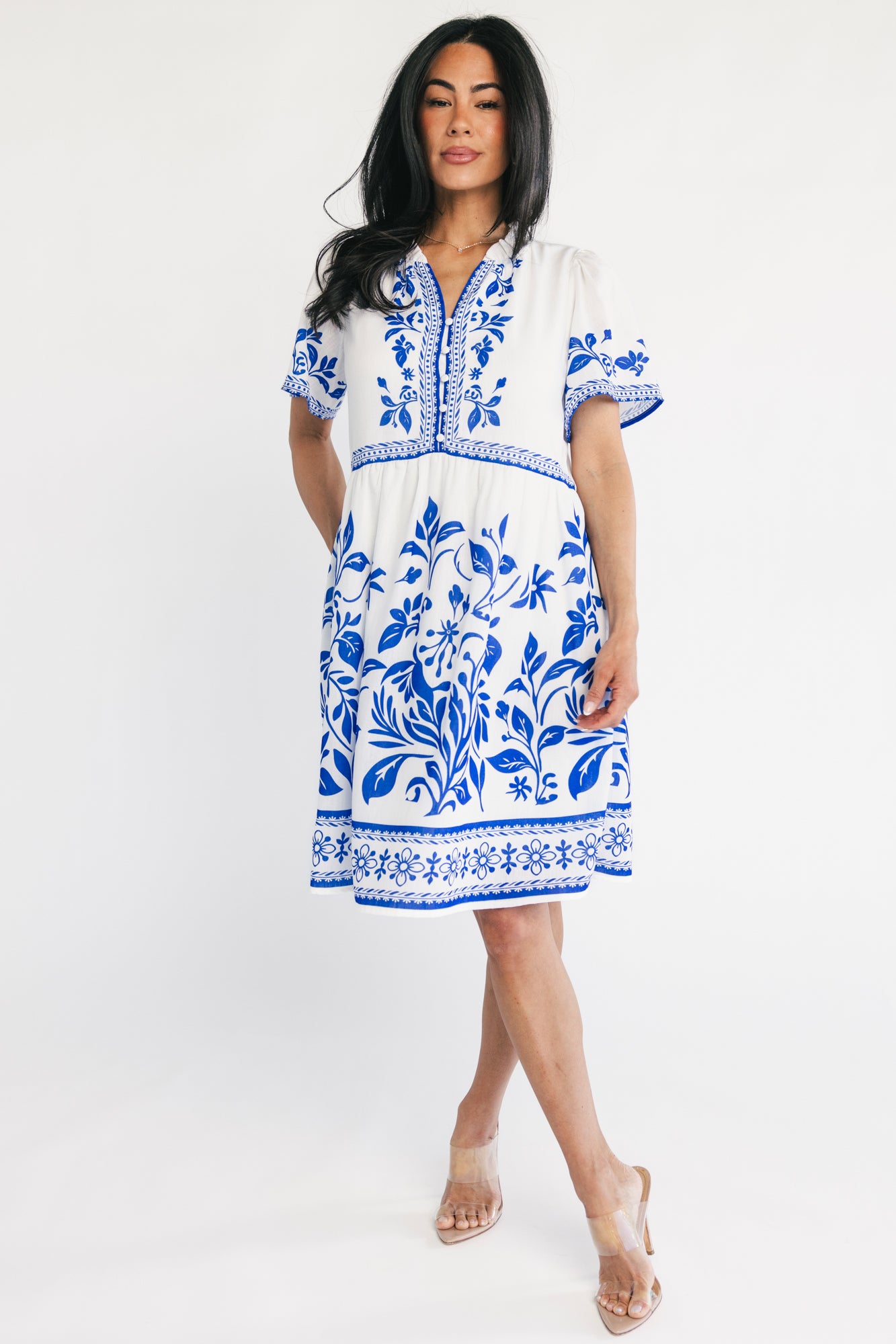 Palomina Short Dress | Cobalt Print