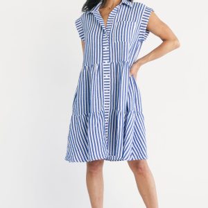 Charlie Short Dress | Blue Stripe