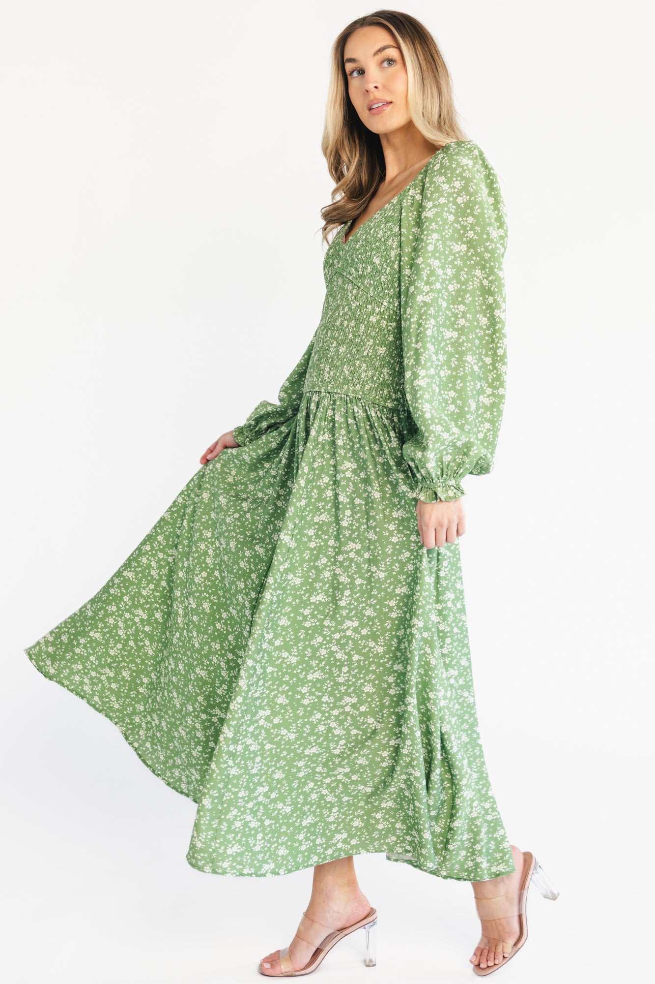 Bunny Maxi Dress | Green Floral - Image 3