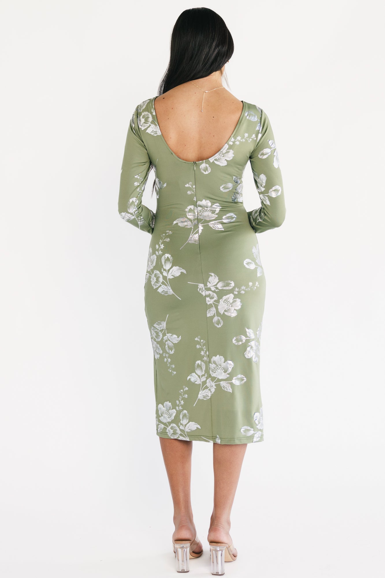 Valeria Midi Dress | Sage + Silver - Image 4