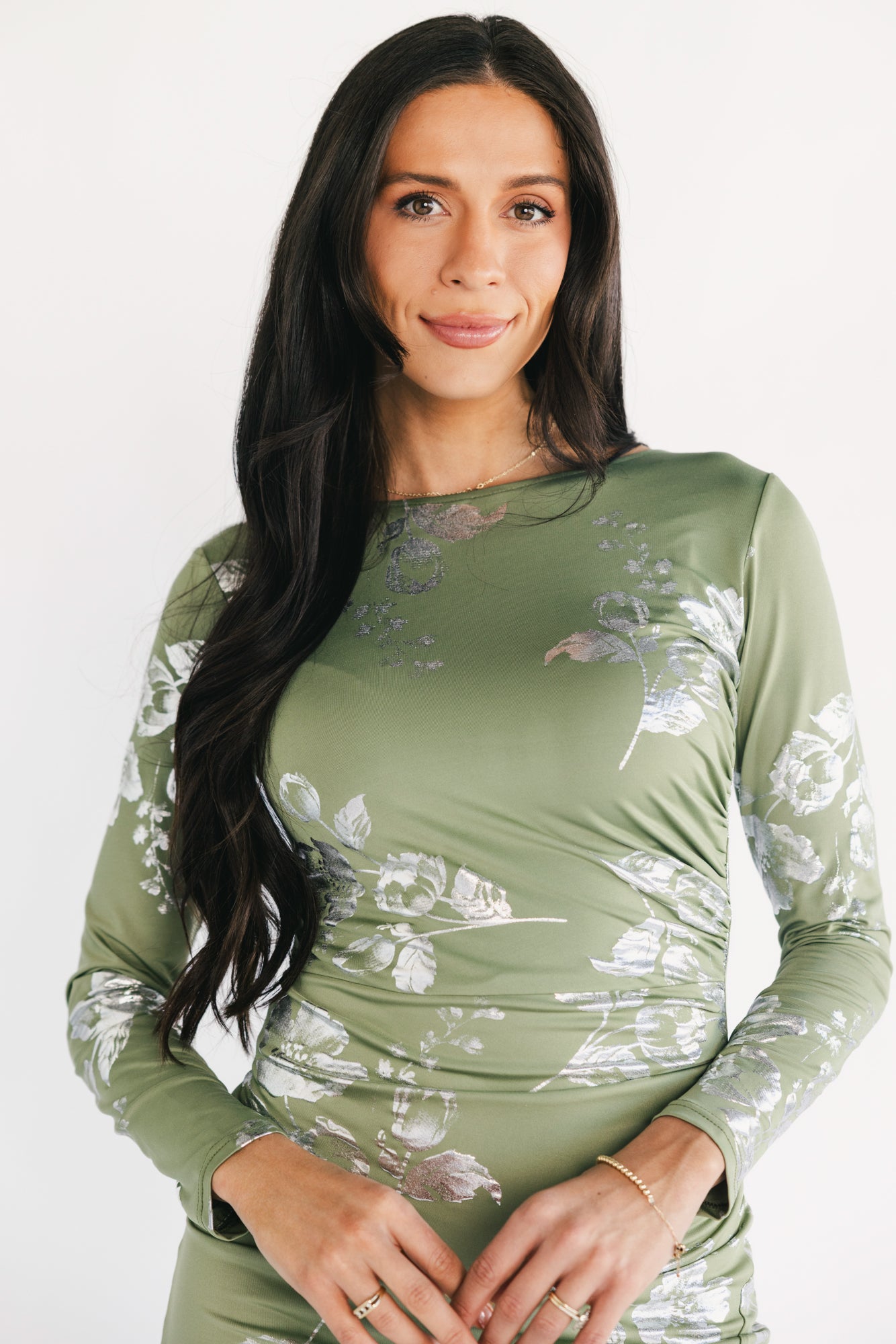 Valeria Midi Dress | Sage + Silver - Image 2