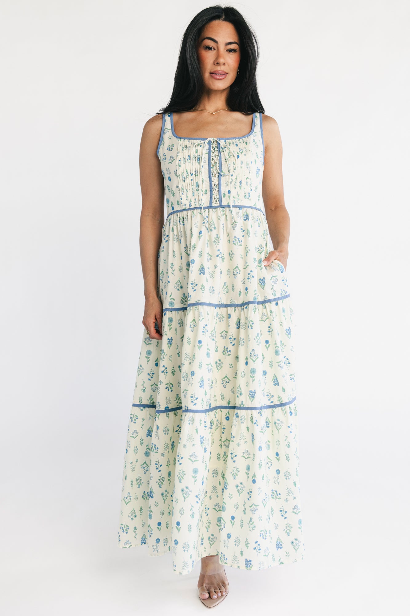 Elowen Tank Maxi Dress | Cream + Blue Floral - Image 6