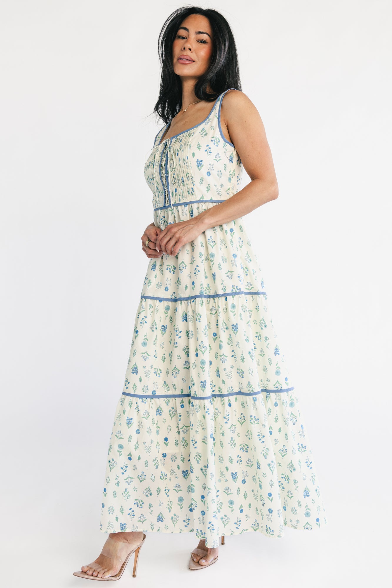 Elowen Tank Maxi Dress | Cream + Blue Floral - Image 5
