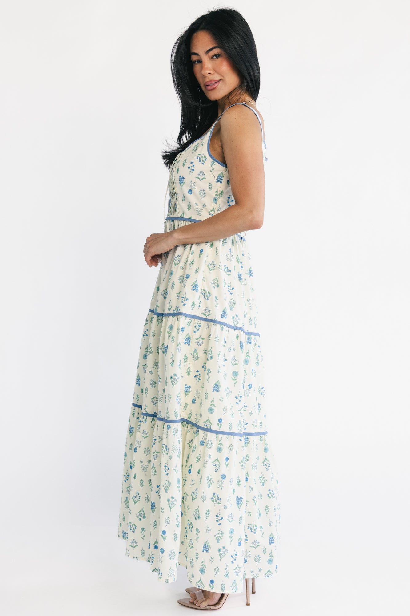 Elowen Tank Maxi Dress | Cream + Blue Floral - Image 3