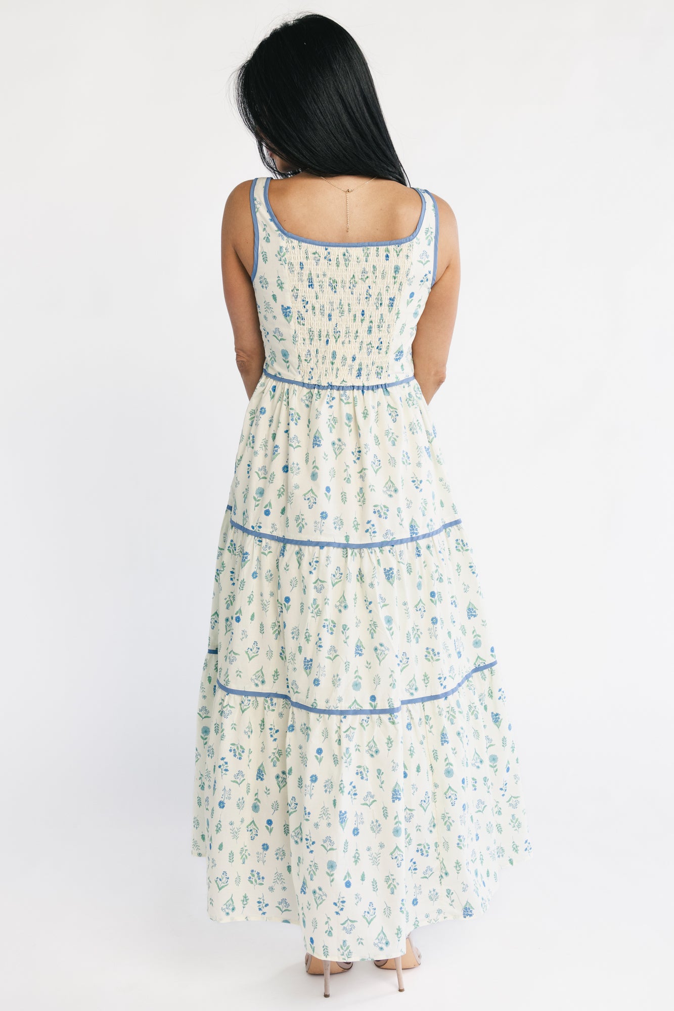 Elowen Tank Maxi Dress | Cream + Blue Floral - Image 4