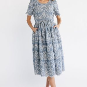 Margot Eyelet Midi Dress | Slate