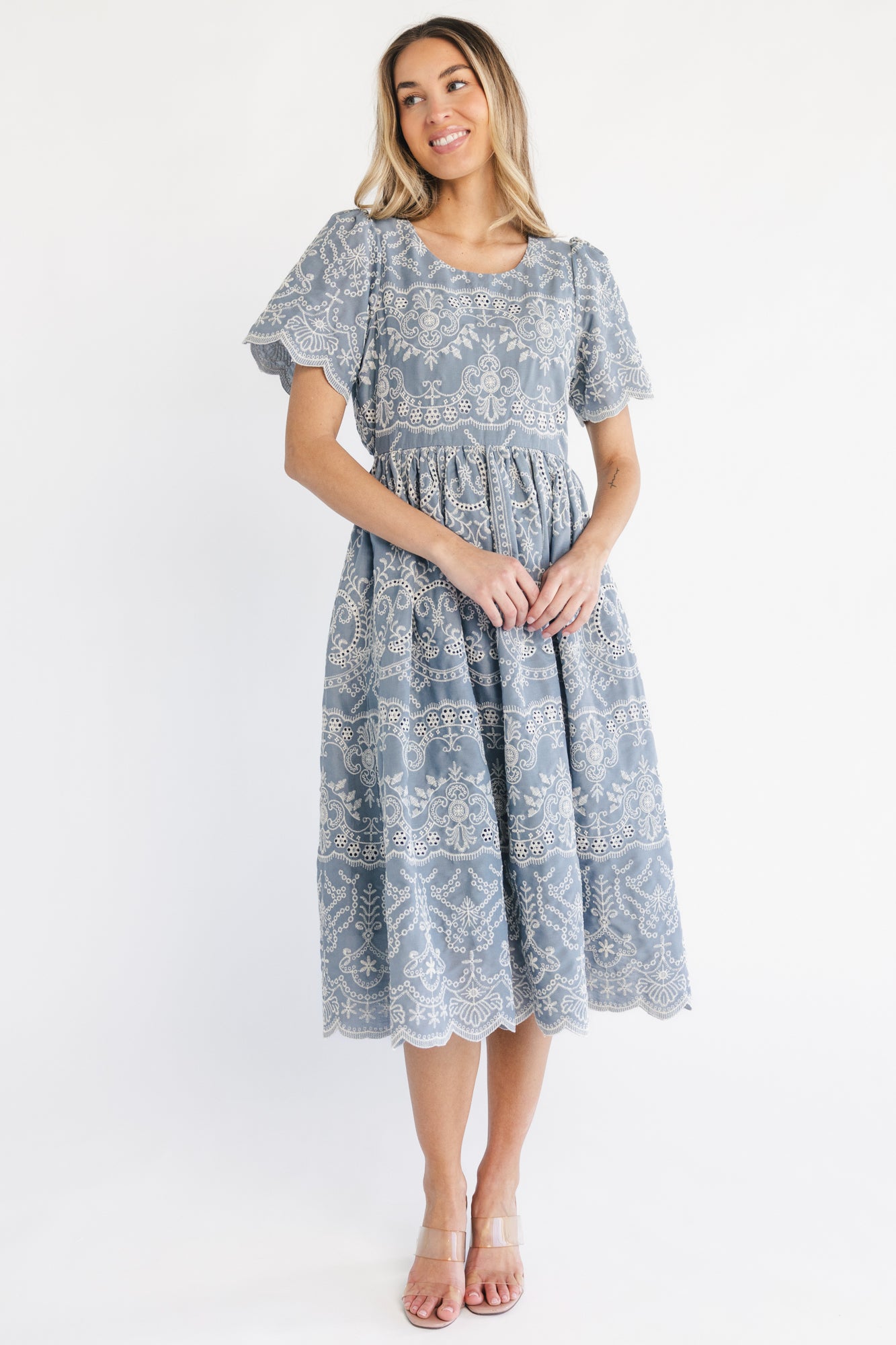 Margot Eyelet Midi Dress | Slate - Image 6