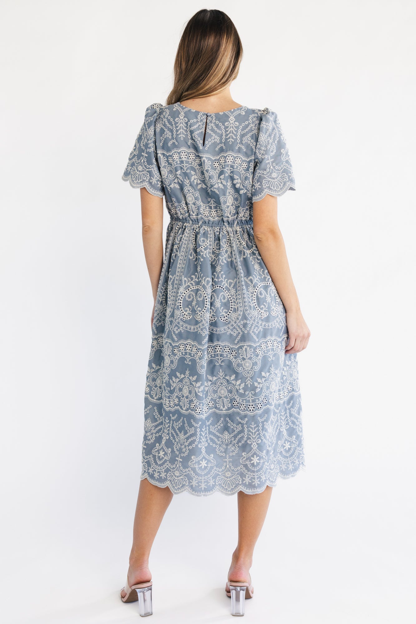 Margot Eyelet Midi Dress | Slate - Image 4