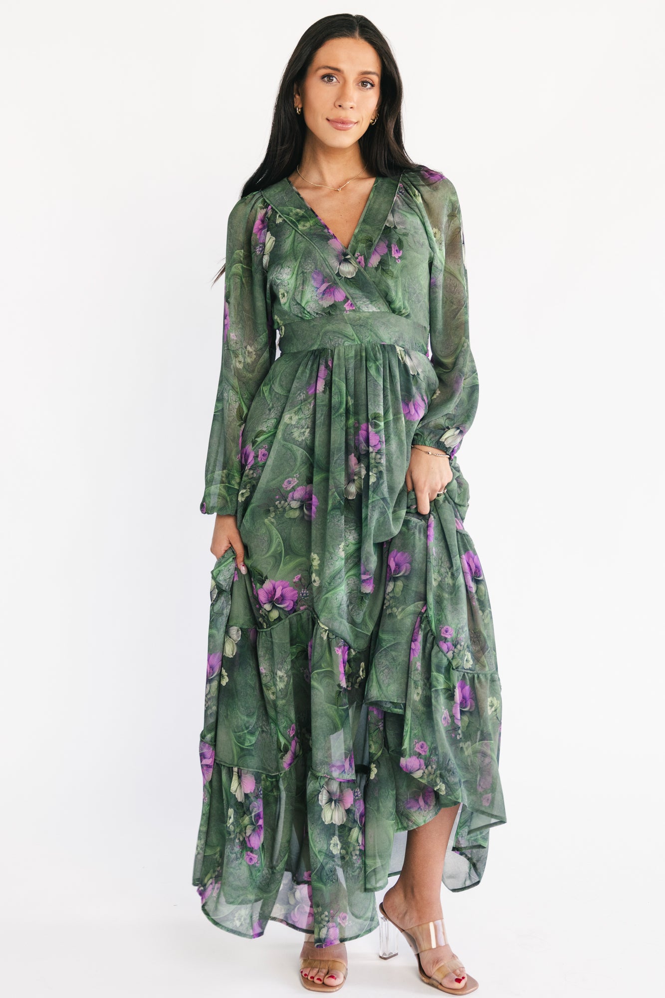 Johanna Maxi Dress | Deep Moss + Purple Floral - Image 5