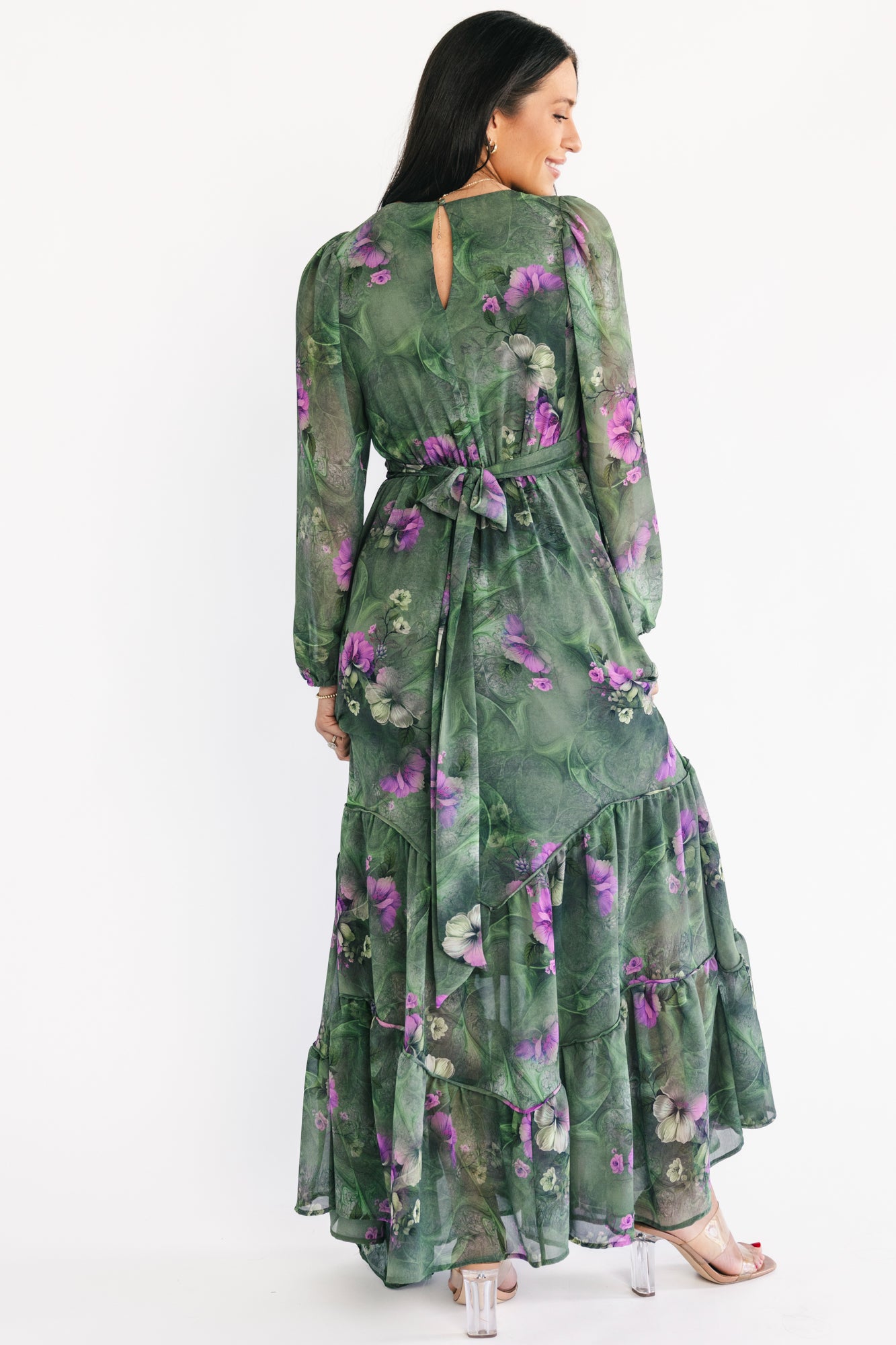 Johanna Maxi Dress | Deep Moss + Purple Floral - Image 4