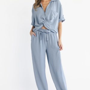 Briar Top + Pants Set | Dusty Blue