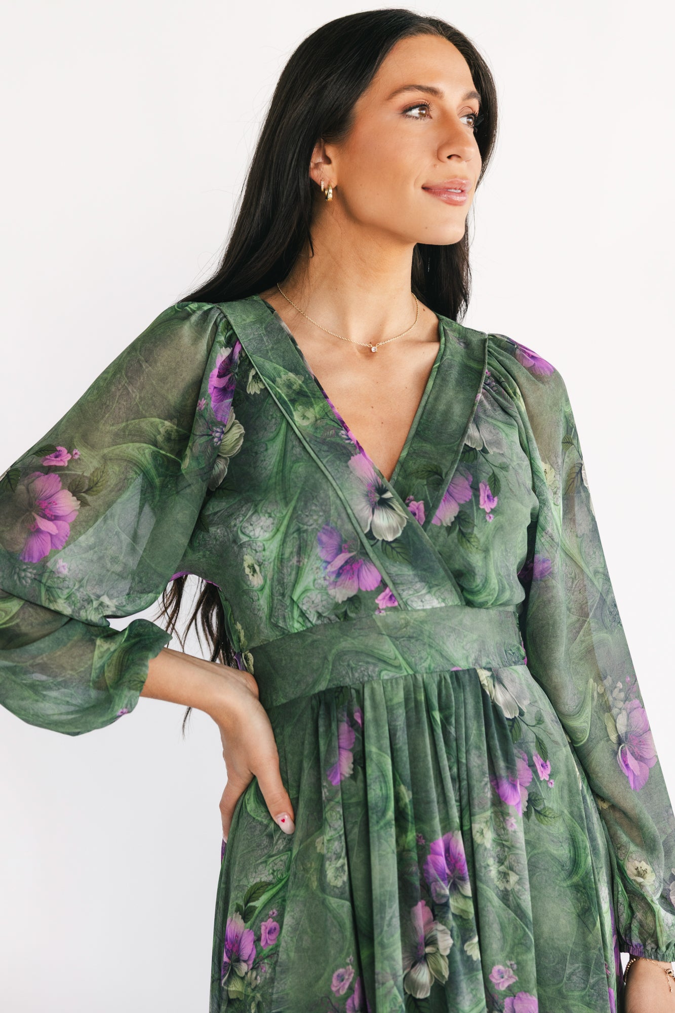 Johanna Maxi Dress | Deep Moss + Purple Floral - Image 2