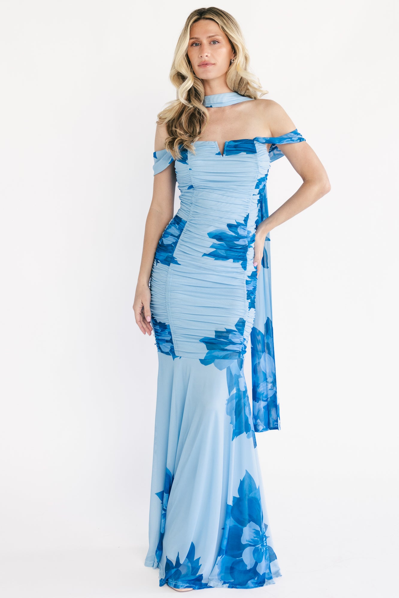 Bellina Off Shoulder Maxi Dress | Blue