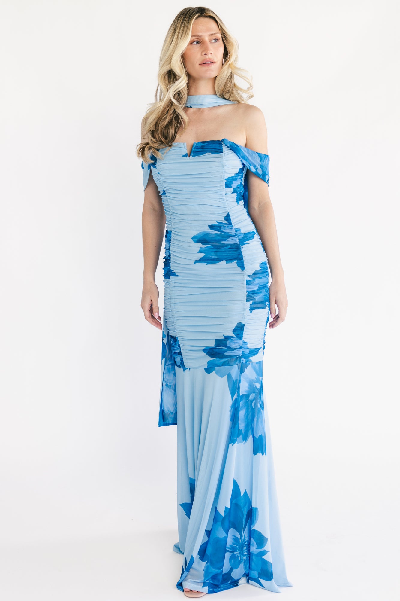 Bellina Off Shoulder Maxi Dress | Blue - Image 5